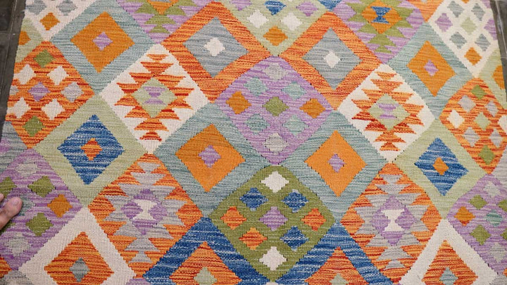 Colourful Bohemian Kilim - Size: 5.9 x 4.5 - Imam Carpets - Online Shop