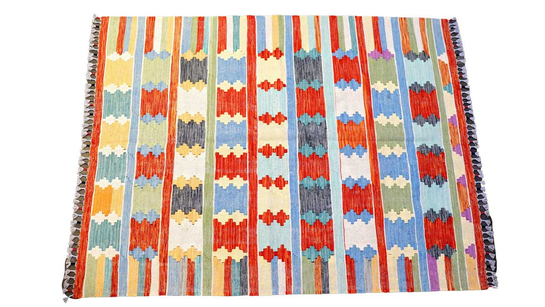 Colourful Bohemian Kilim - Size: 6.4 x 4.9 - Imam Carpets - Online Shop