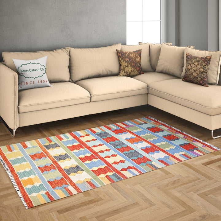 Colourful Bohemian Kilim - Size: 6.4 x 4.9 - Imam Carpets - Online Shop