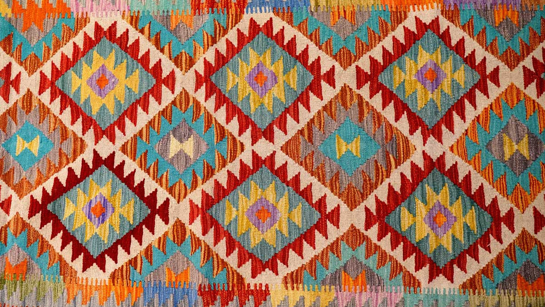 Colourful Bohemian Kilim - Size: 6.7 x 3.4 - Imam Carpets - Online Shop