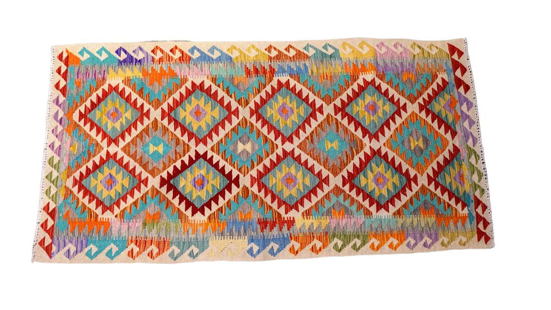 Colourful Bohemian Kilim - Size: 6.7 x 3.4 - Imam Carpets - Online Shop