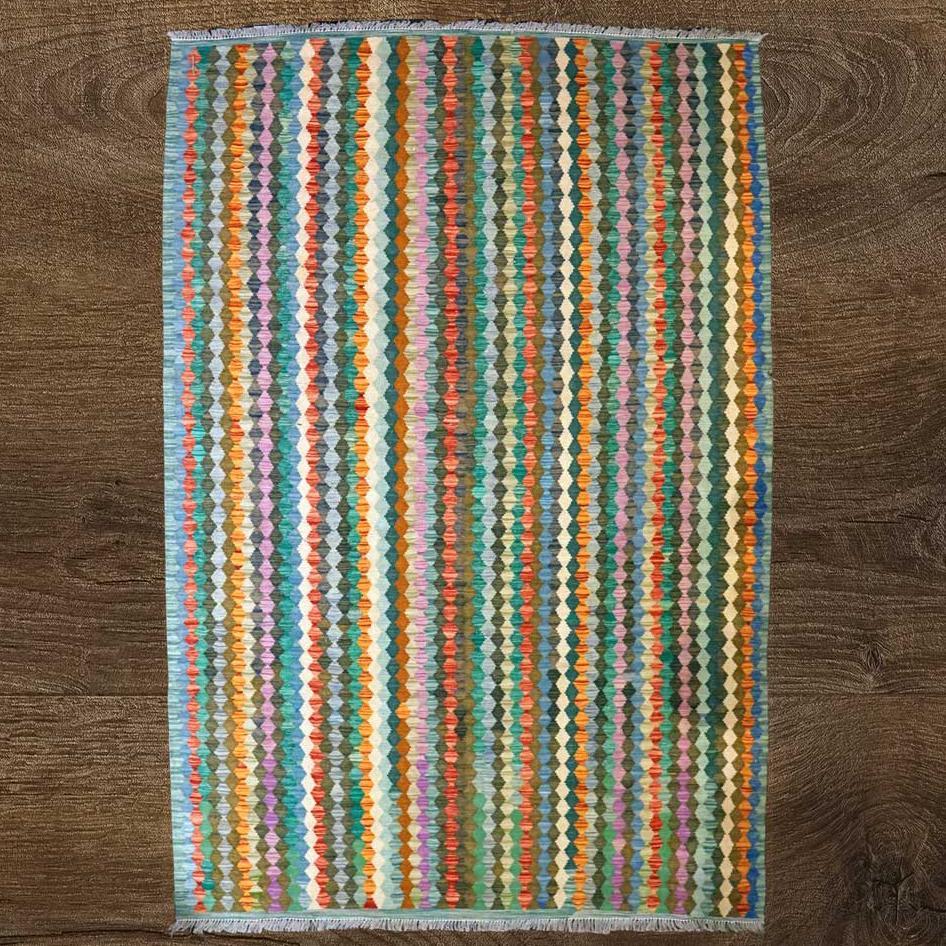 Colourful Bohemian Kilim - Size: 9.5 x 6.8 - Imam Carpets - Online Shop