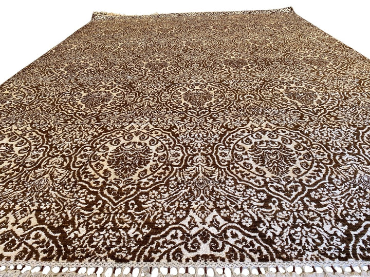 Floral Trellis Silk Rug - Size: 12.5 x 9 - Imam Carpet Co. Home