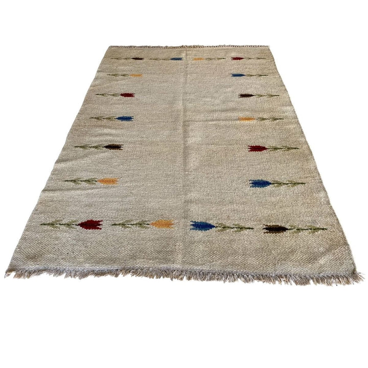 Flower Dhurrie - Size: 6.4 x 4.6 - Imam Carpets - Online Shop