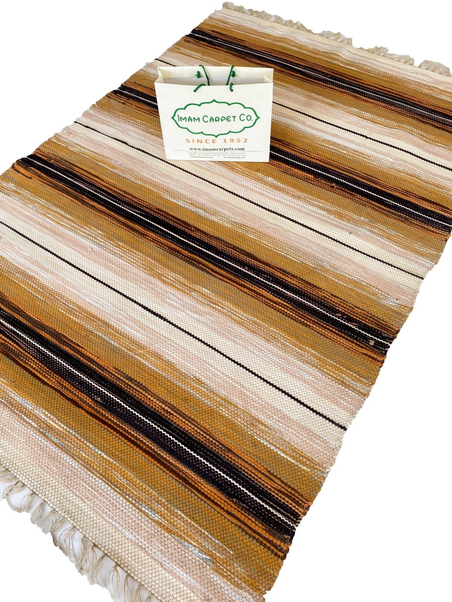 Green Stripe Rug - Size: 7.6 x 5.2 - Imam Carpets Online Store