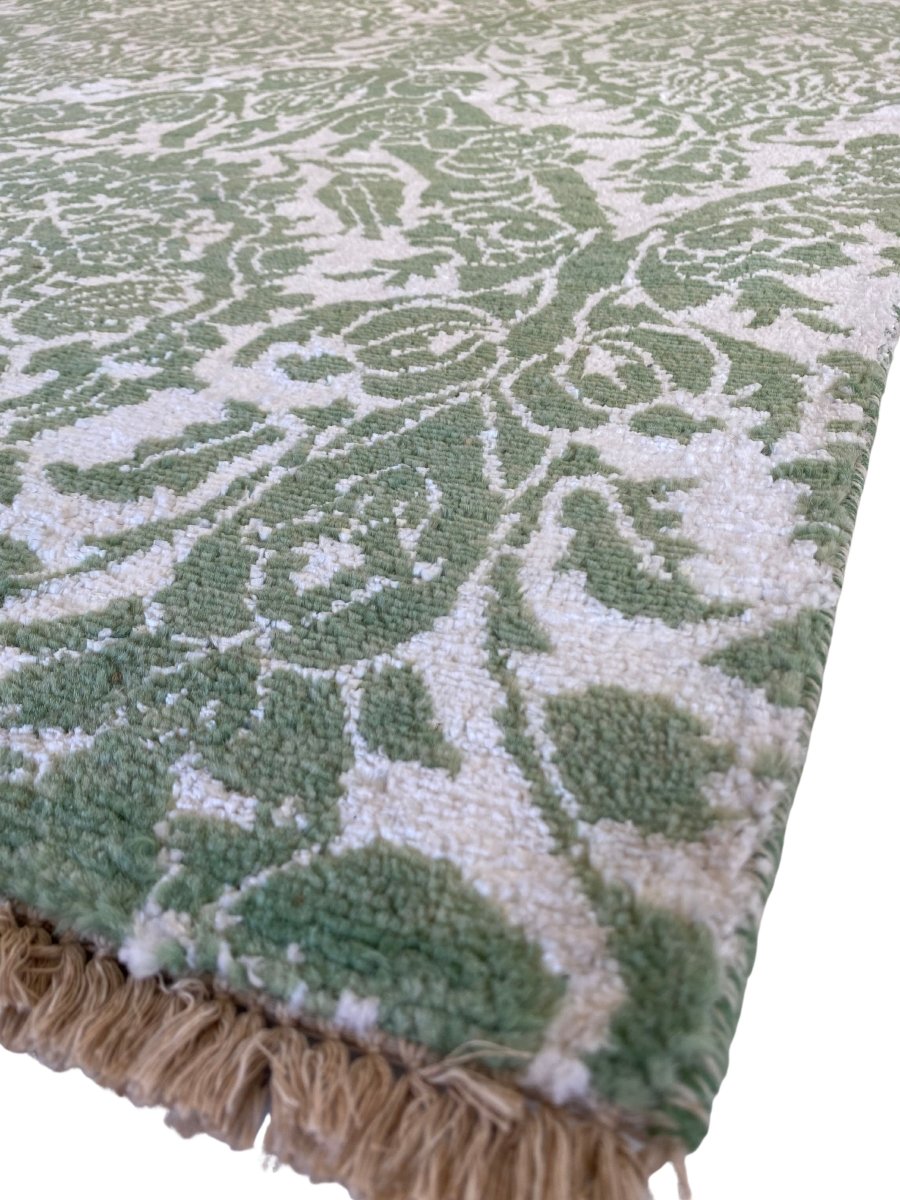 Green Wrought Trellis Silk Rug - Size: 8.3 x 5.3 - Imam Carpets - Online Shop