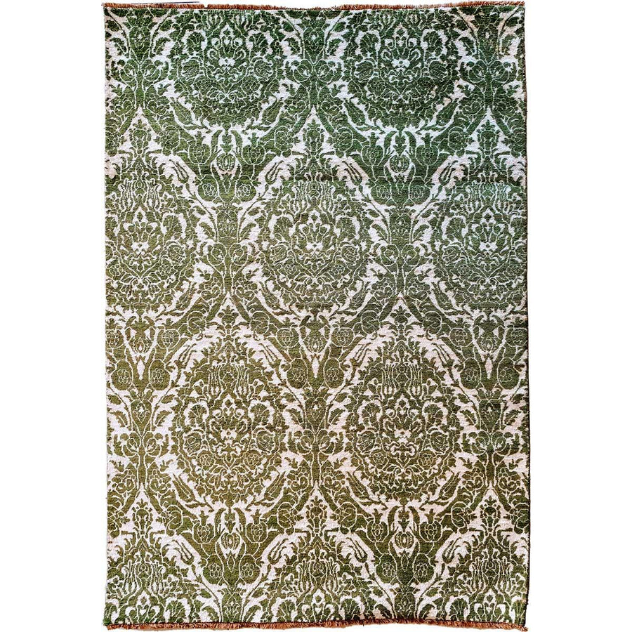 Green Wrought Trellis Silk Rug - Size: 8.3 x 5.3 - Imam Carpets - Online Shop