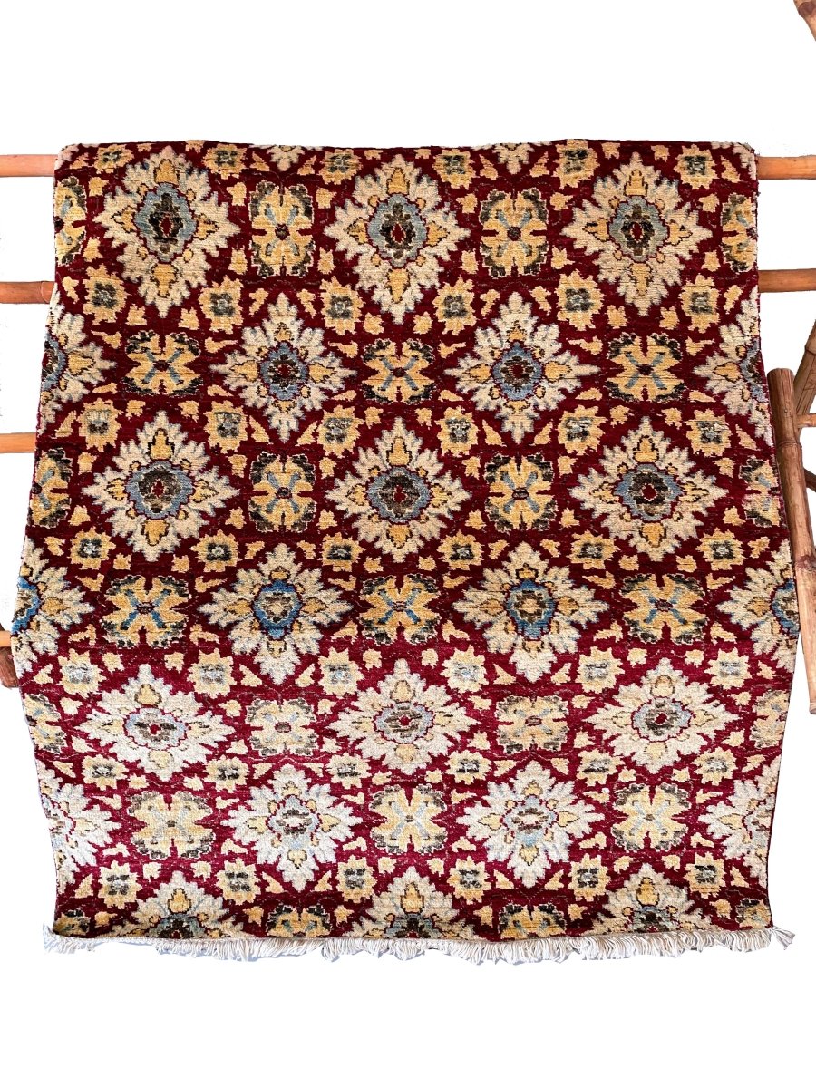 Maroon Persian Tessellation Rug - Size: 5.11 x 4.2 - Imam Carpets - Online Shop