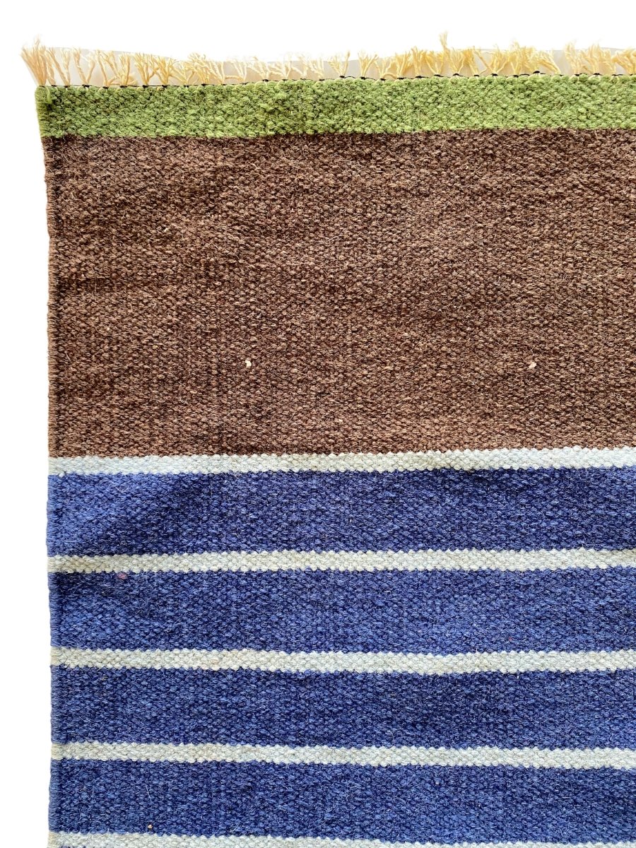 Multi Stripe Patches Dhurrie - Size: 5.4 x 5.5 - Imam Carpet Co. Home