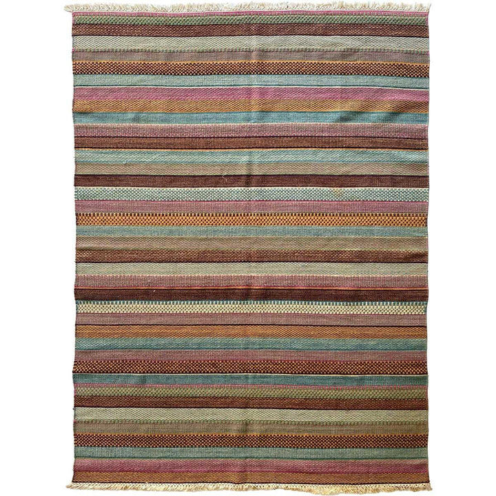 Multi Stripe Turkish Dhurrie - Size: 7.6 x 5.2 - Imam Carpet Co. Home