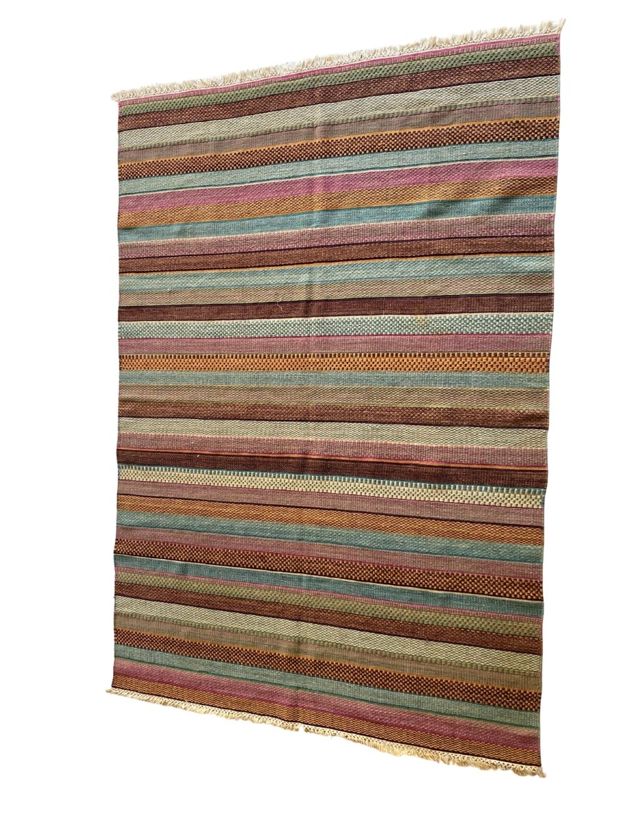 Multi Stripe Turkish Dhurrie - Size: 7.6 x 5.2 - Imam Carpet Co. Home