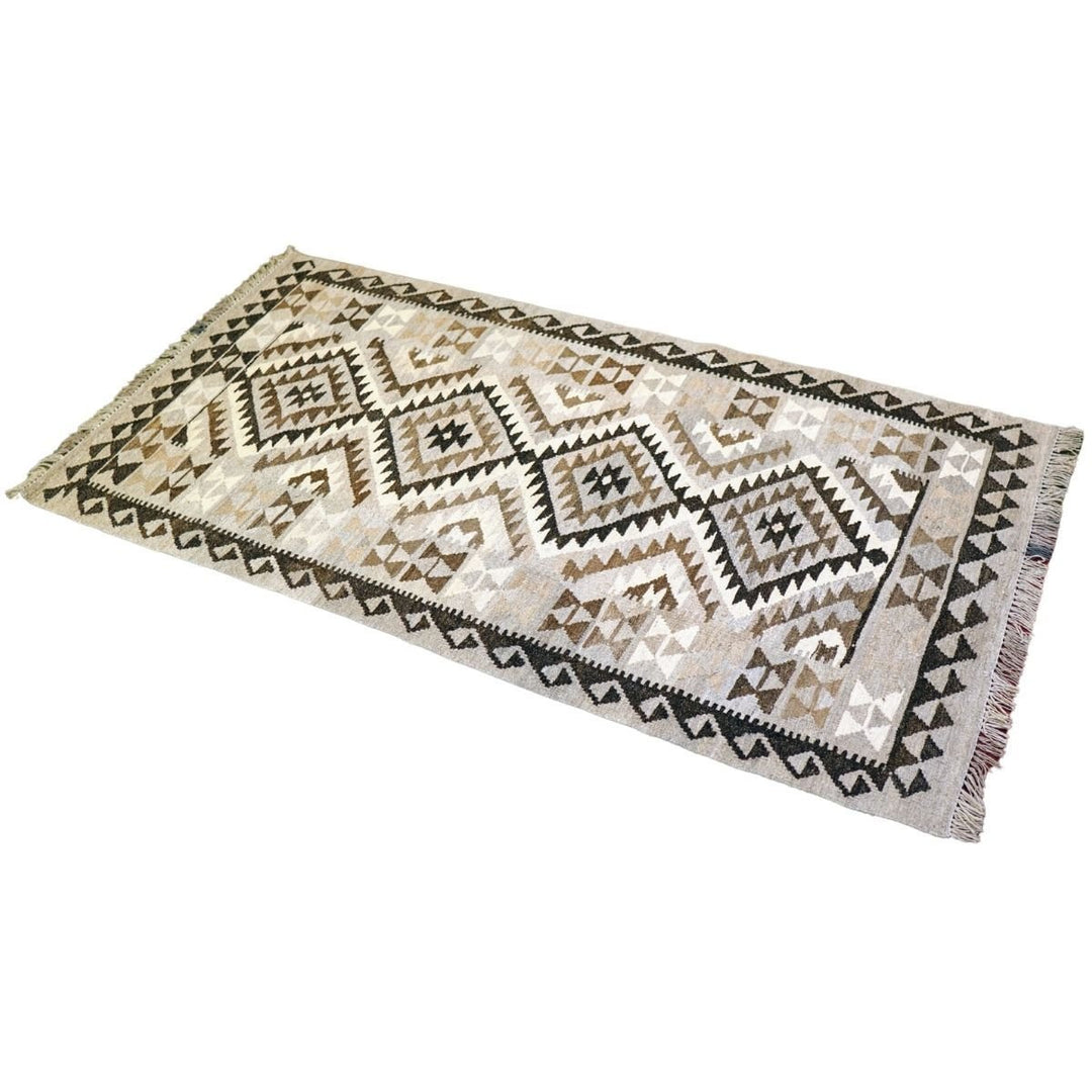 Neutral Bohemian Kilim - Size: 6.6 x 3.3 (Runner) - Imam Carpets - Online Shop