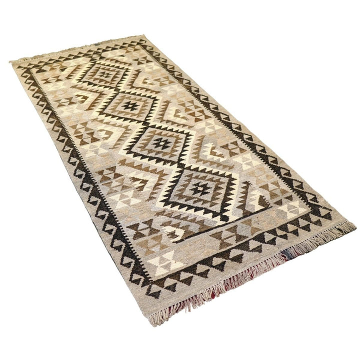 Neutral Bohemian Kilim - Size: 6.6 x 3.3 (Runner) - Imam Carpets - Online Shop