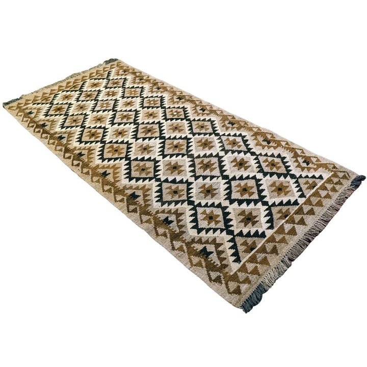 Neutral Bohemian Kilim - Size: 7.1 x 3.4 (Runner) - Imam Carpets - Online Shop