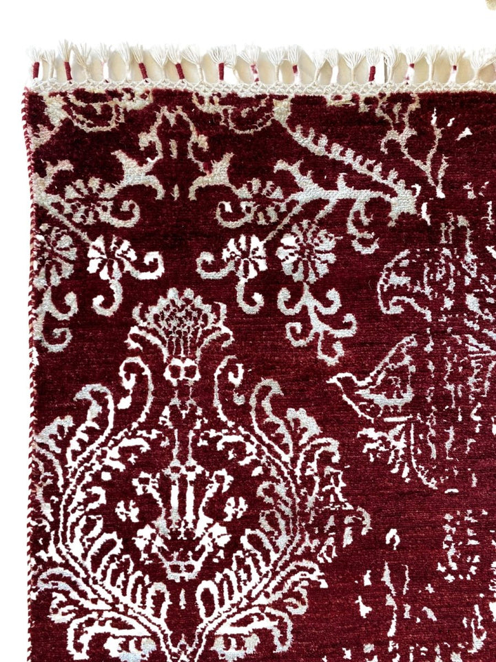 Red Faded Wrought Silk Rug - Size: 9.11 x 8.3 - Imam Carpets - Online Shop