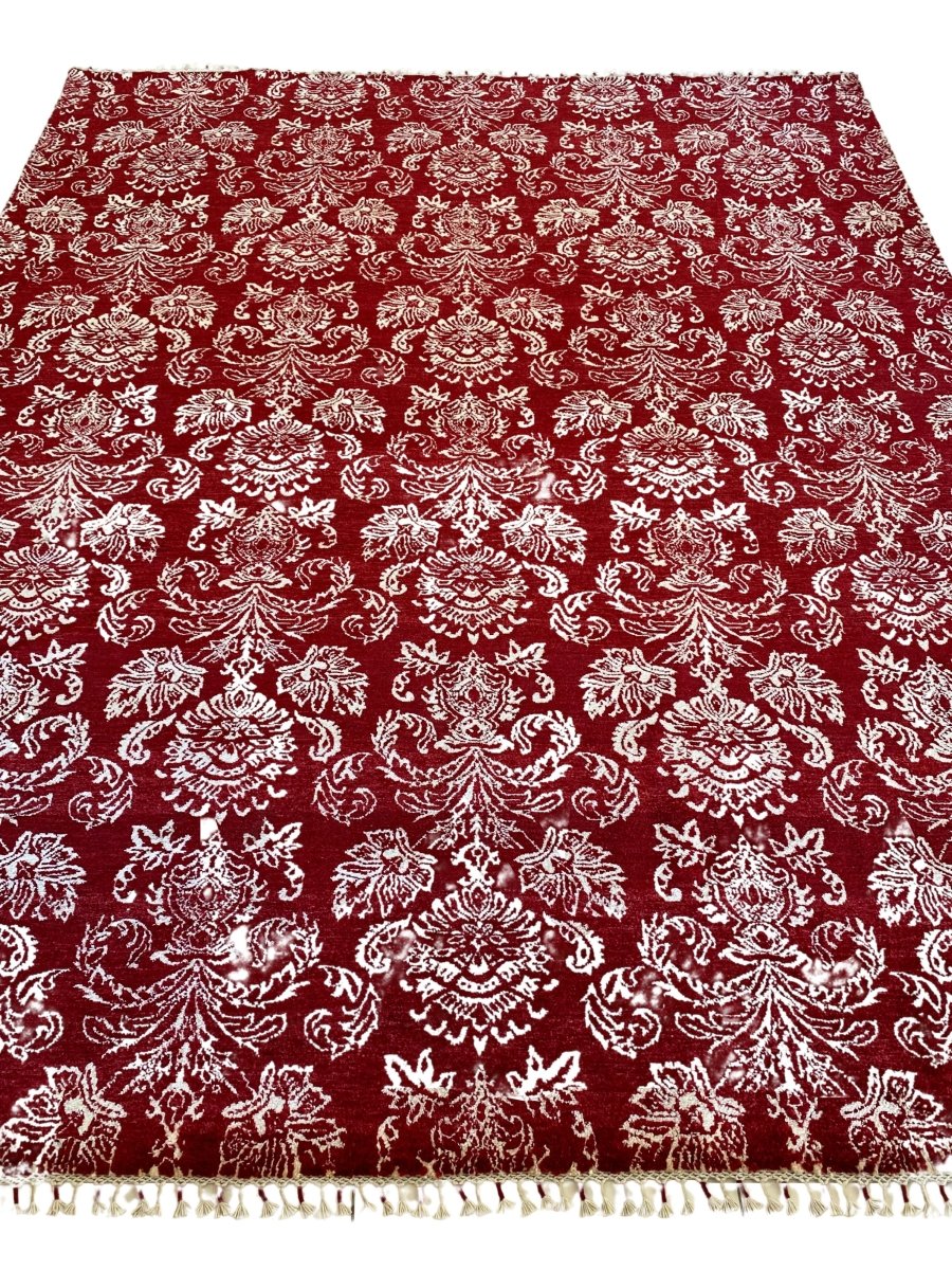 Red Wrought Trellis Silk Rug - Size: 9.11 x 8 - Imam Carpets - Online Shop