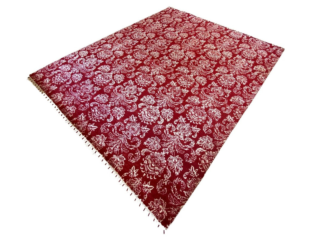 Red Wrought Trellis Silk Rug - Size: 9.11 x 8 - Imam Carpets - Online Shop