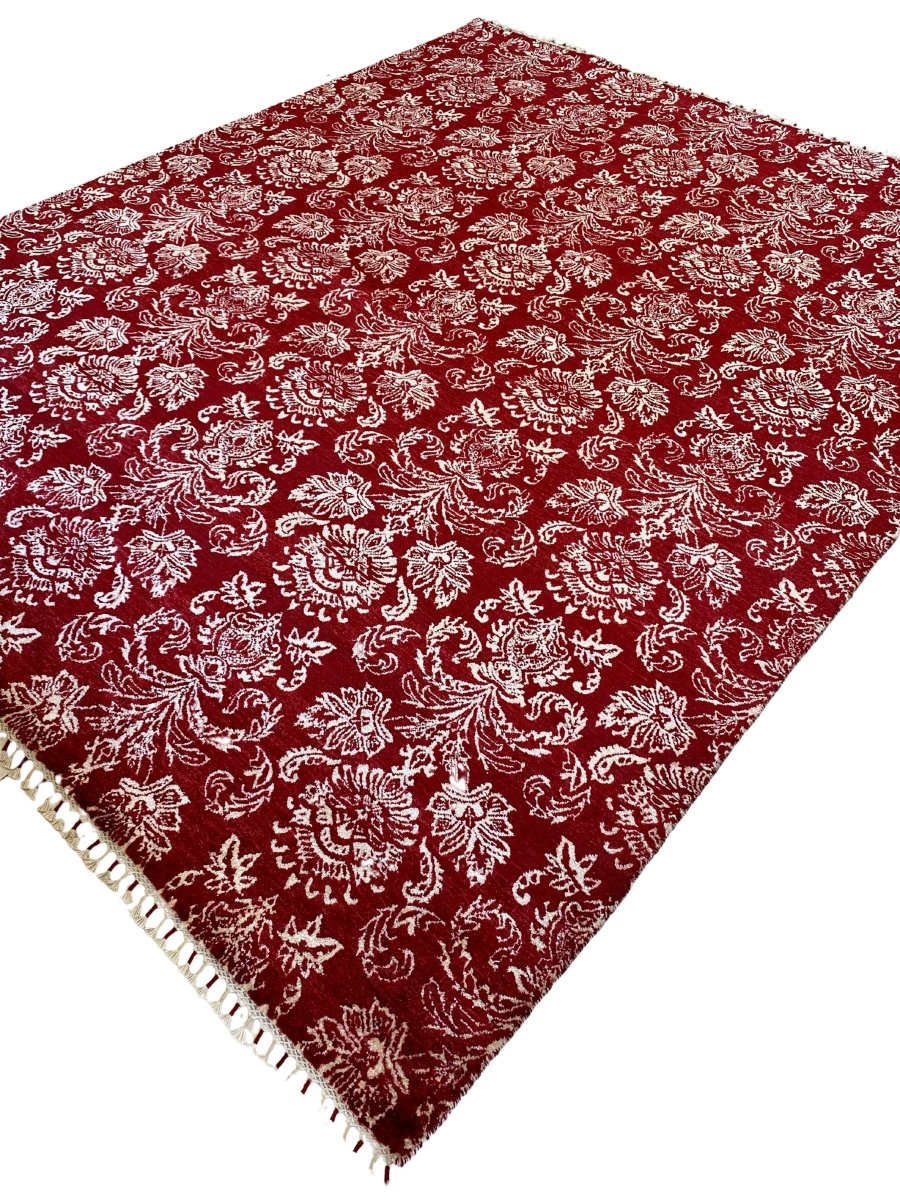 Red Wrought Trellis Silk Rug - Size: 9.11 x 8 - Imam Carpets - Online Shop