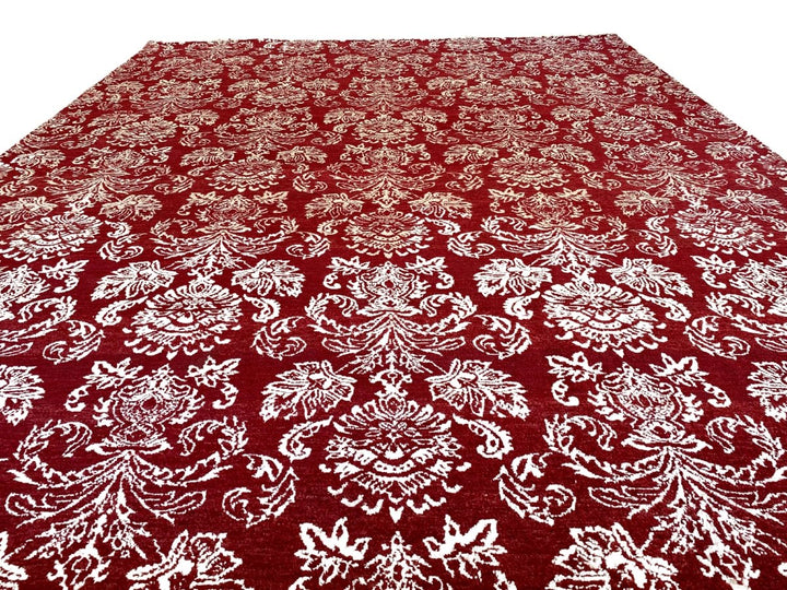 Red Wrought Trellis Silk Rug - Size: 9.11 x 8 - Imam Carpets - Online Shop